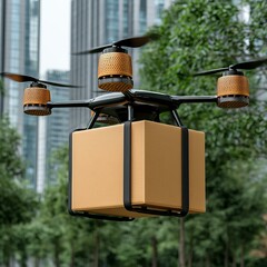 Drone delivery service transforms urban logistics city center technology aerial view innovation