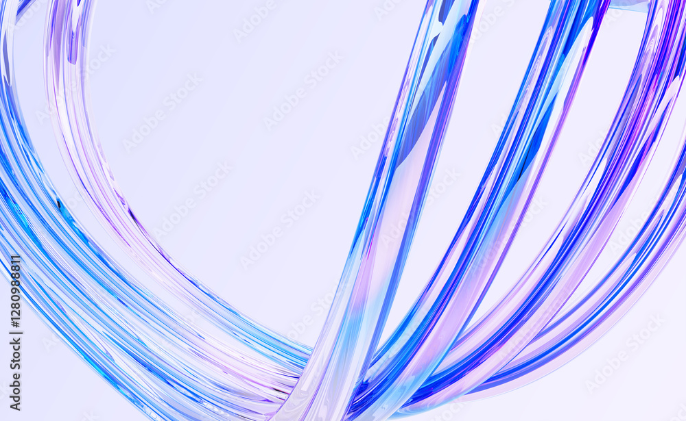 Aufkleber abstract 3d background with liquid glass holographic lines. fluid shimmering streams, curve wave rib