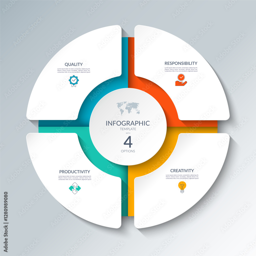 Wall mural infographic circular diagram with 4 options. round chart that can be used for business presentations