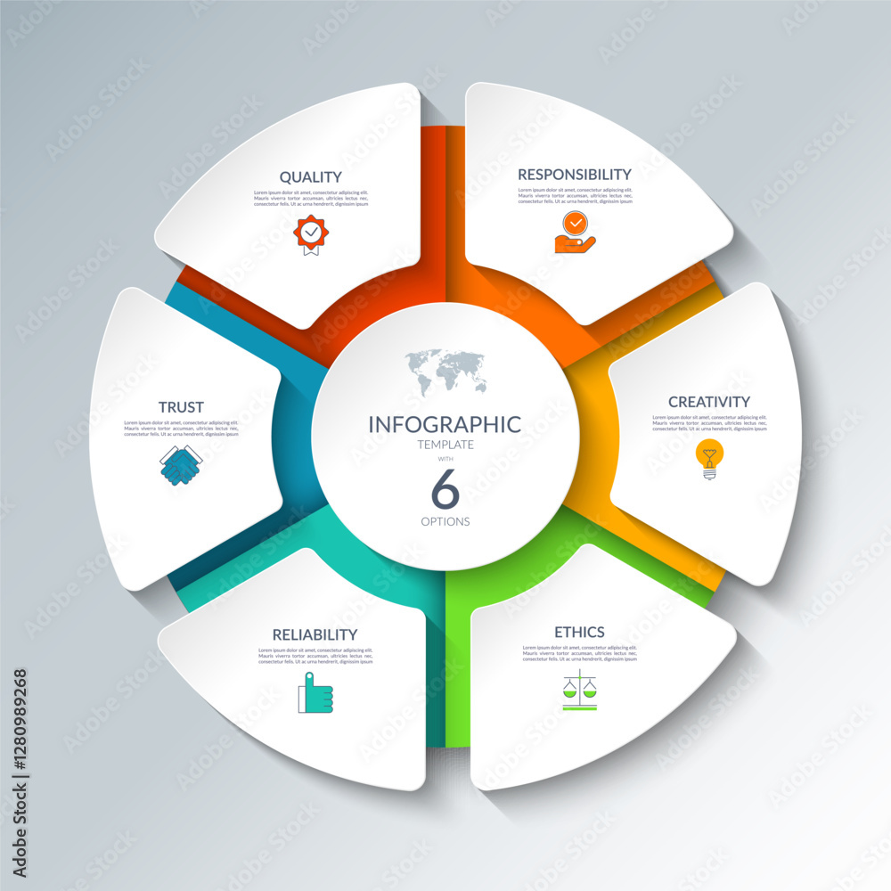 Wall mural infographic circular diagram with 6 options. round chart that can be used for business presentations