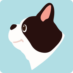 Simple and cute illustration of French Bulldog in side view no outlines