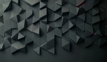 Fototapeta premium A distorted low poly object with sharp lines is set against a contemporary background with a chaotic surface in a futuristic 3D rendering