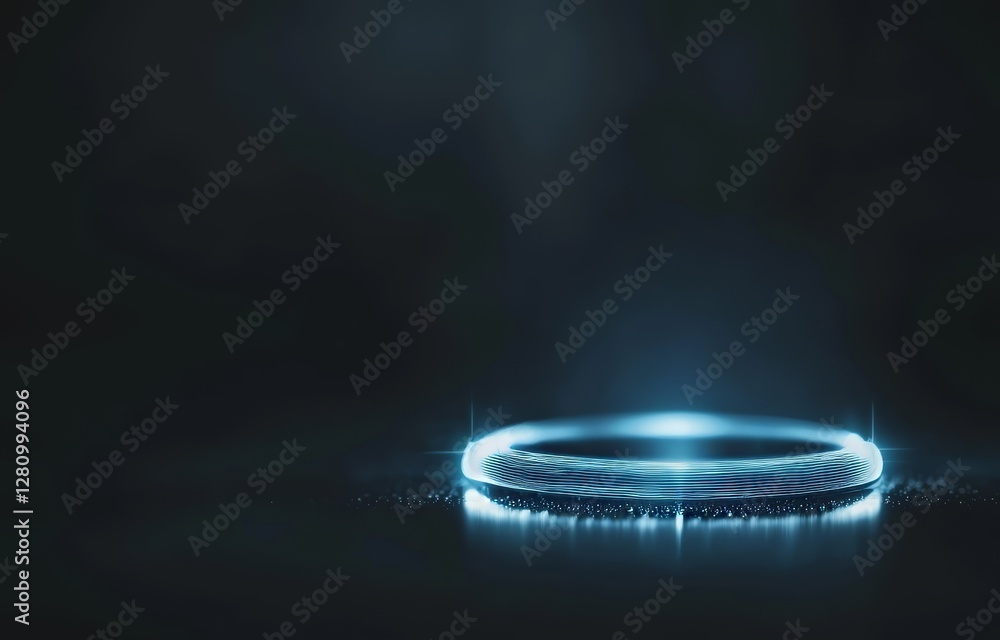 Poster the design features a glow effect, ribbon glint, and abstract rotational border lines that evoke pow