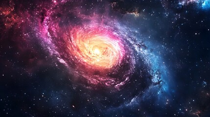 Stunning Swirling Galaxy in Vibrant Colors of Space