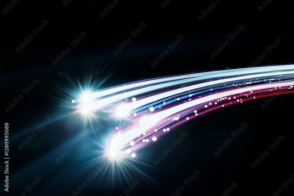 Poster abstract background featuring animated moving lines to represent a fiber optic network