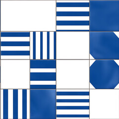 Obraz premium Blue and white tile geometric shapes pattern