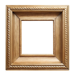 Elegant wooden picture frame with intricate detailing and a classic, timeless design. Isolated on a transparent background, PNG.
