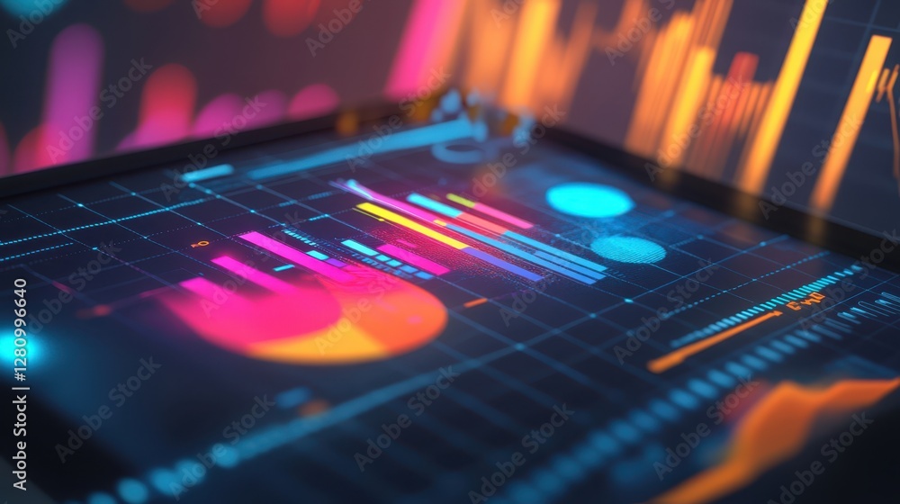 Aufkleber a close-up view of a laptop showcasing a vibrant and colorful display, emphasizing its advanced tech