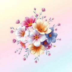 Fototapeta premium Blooms in Pastel Flight: Dreamy Floral Illustrations