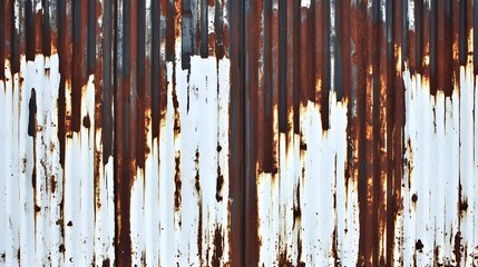 Rustic White and Brown Corrugated Metal Texture Background