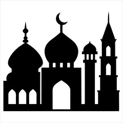 Mosque  Silhouette vector illustration Black and white 