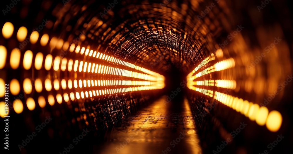 Poster a 3d rendering of a room with a concrete floor features futuristic sci-fi orange neon tube lights th