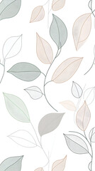 Line art leaves, neutral colors, cream and sage green
