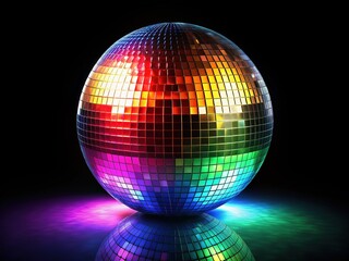Fototapeta premium Disco Mirror Ball with Rainbow Reflections