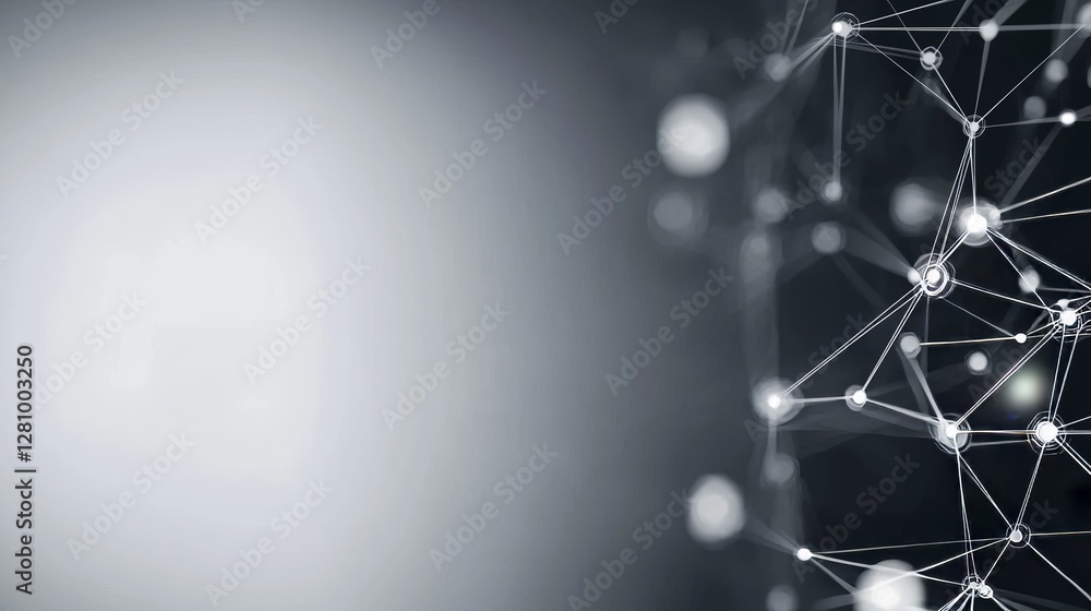 Poster an abstract white background with futuristic connecting dots and lines, produced using advanced 4k r