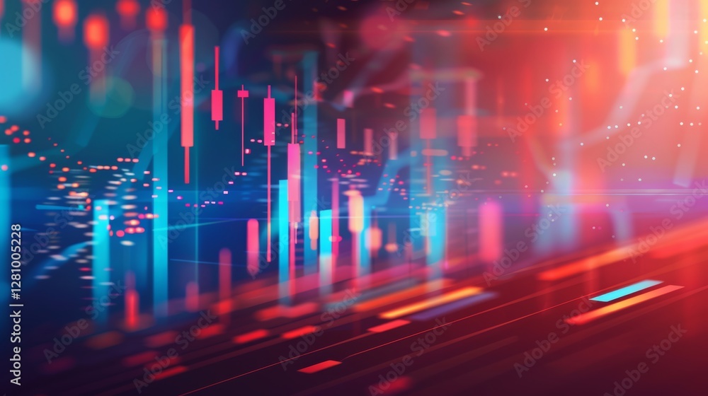 Aufkleber dynamic financial chart overlaying american flag in vector art on dark gradient background