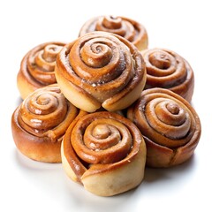 Fototapeta premium freshly baked cinnamon rolls isolated on white background, top view 