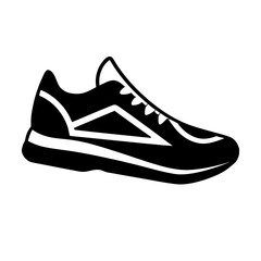 Abstract running shoe graphic flat vector silhouette on pure white