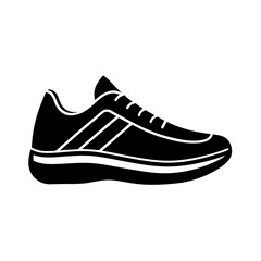 Simplistic running sneaker graphic simple flat silhouette on white background