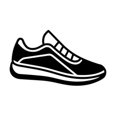 Sleek running shoe outline simple flat silhouette on white background