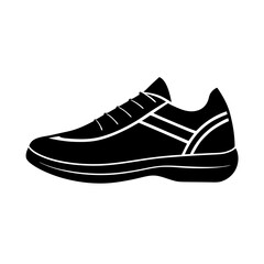 Sleek athletic shoe art simple flat silhouette on white background
