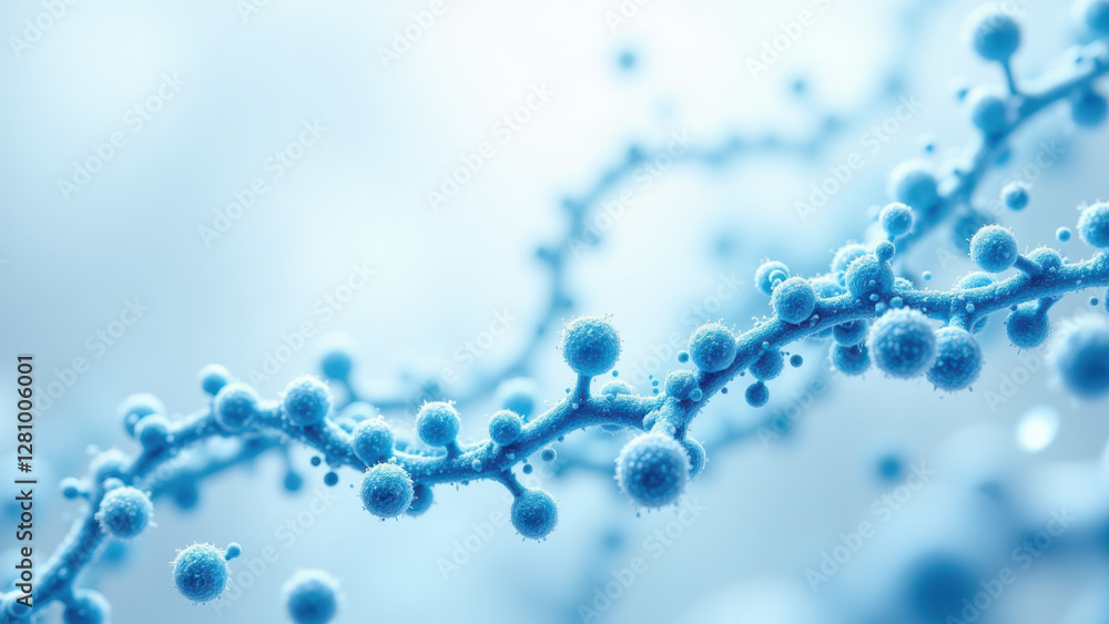Poster a scientific representation of semaglutide with a focus on its molecular structure and spheres possi