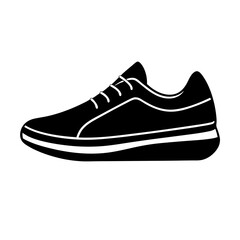 Sleek running sneaker graphic simple flat silhouette on white background