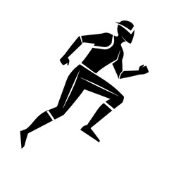 Sleek runner figure icon simple flat silhouette on white background