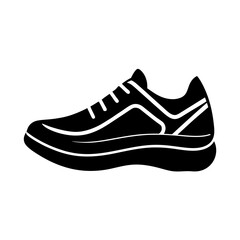 Sleek running shoe icon simple flat silhouette on white background
