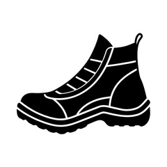 Abstract running boot outline simple flat silhouette on white background