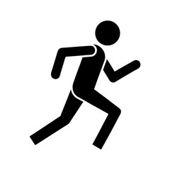 Clean runner figure icon simple flat silhouette on white background