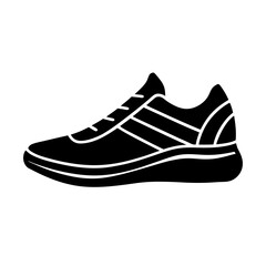 Abstract running shoe graphic simple flat silhouette on white background