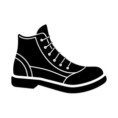 Clean running boot graphic simple flat silhouette on white background