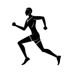 Contemporary runner illustration design simple flat silhouette on white background
