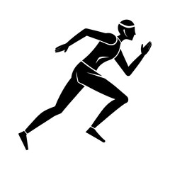 Contemporary runner figure design simple flat silhouette on white background