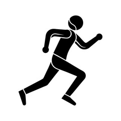 Fluid runner figure icon simple flat silhouette on white background