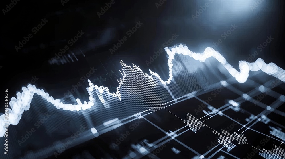 Poster the digital analytics concept is represented through data visualization and financial schedules, all