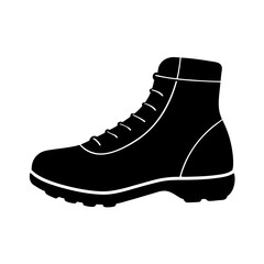 Minimalist athletic boot design simple flat silhouette on white background