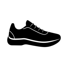 Minimalist running shoe design simple flat silhouette on white background