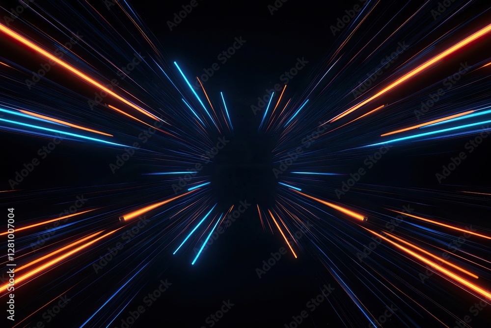 Wall mural abstract light streaks converging at center, creating a dynamic, futuristic tunnel effect.
