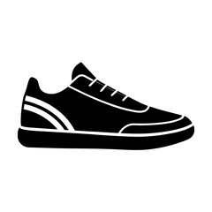 Modern athletic sneaker icon simple flat silhouette on white background