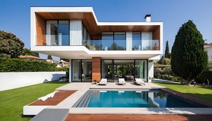 Modern architectural house exterior, luxury house architecture photo