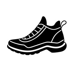 Modern running boot outline simple flat silhouette on white background