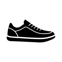 Simplistic athletic sneaker icon simple flat silhouette on white background