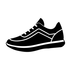 Simplistic running sneaker design simple flat silhouette on white background
