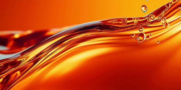 vibrant orange liquid in motion, futuristic and elegant abstract concept with transparency and reflections