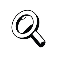Black 3d popup magnifier or loupe icon 
