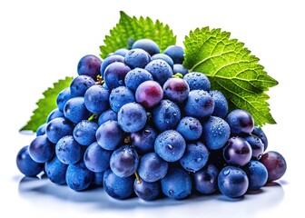 Fototapeta premium Fresh Water Droplets Grapes Bunch White Background