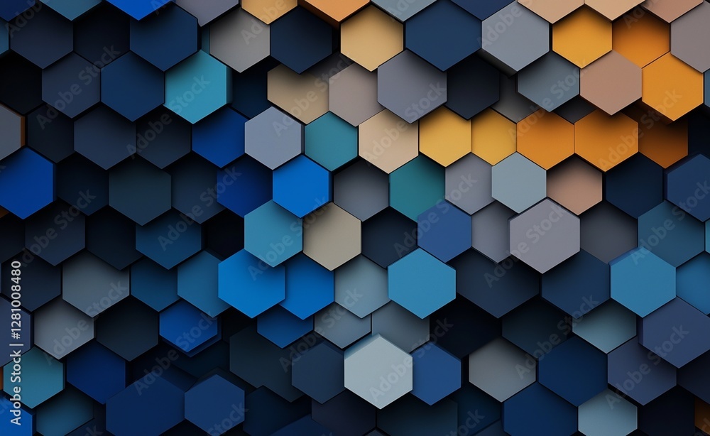 Poster a techie hexagonal-based texture characterized by a modern geometric pattern is presented