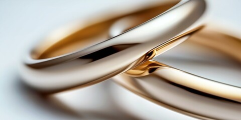 Abstract macro shot of golden rings symbolizing love and commitment